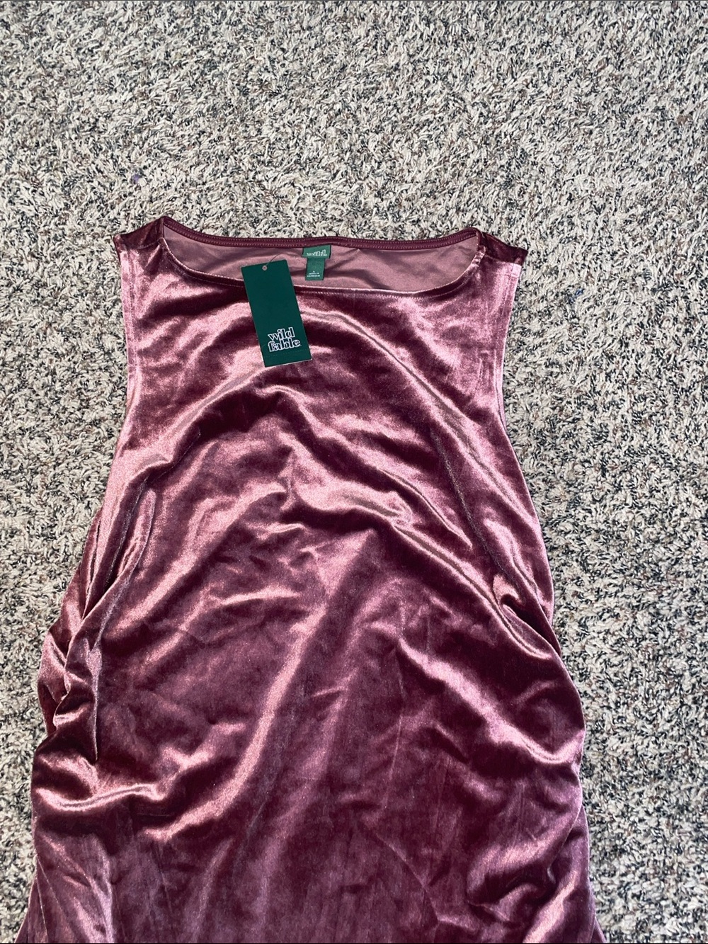 Wild Fable Burgundy Bodycon Ruched Side Mini Sheath Velour Velvet Dress NWT - Picture 3 of 5